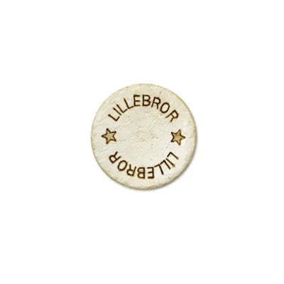 Treknapp 18 mm med tekst "Lillebror"